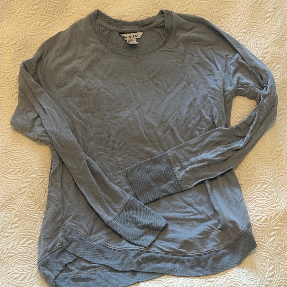 Athleta Dusty Blue Long Sleeve Crew Sweatshirt
